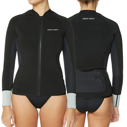 Ocean And Earth Ladies | 1.5mm Long Sleeve Surfing Vest | Womens Paddle Vest | Front Zip |