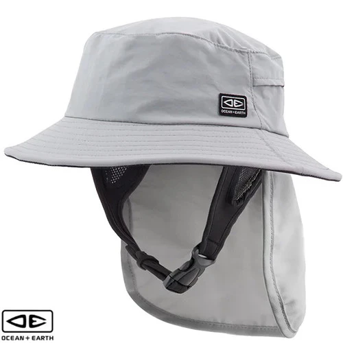 Men's Indo Stiff Peak Surf Hat | Grey Bone | Sun Protection For Surfing | Ocean And Earth