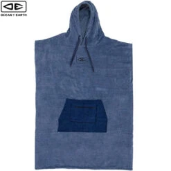 Ocean And Earth | Daybreak Steel Blue Hooded Towel Poncho | Guys Surf Poncho