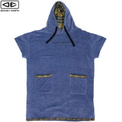 Ocean And Earth | Mens Strike Hooded Towel | Steel Blue | Surf Poncho | Guys Warm Surfing Poncho