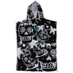 Youth Hooded Towel Poncho | Black/ White | Groms | Kids | Creatures Of Leisure