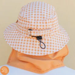 Plow Surf Co. | Orange Gingham | Plow Surf Hat | Surfing Hat | Beach + Water Activity Headwear |